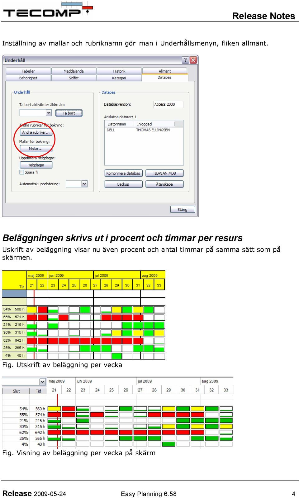 även procent och antal timmar på samma sätt som på skärmen. Fig.