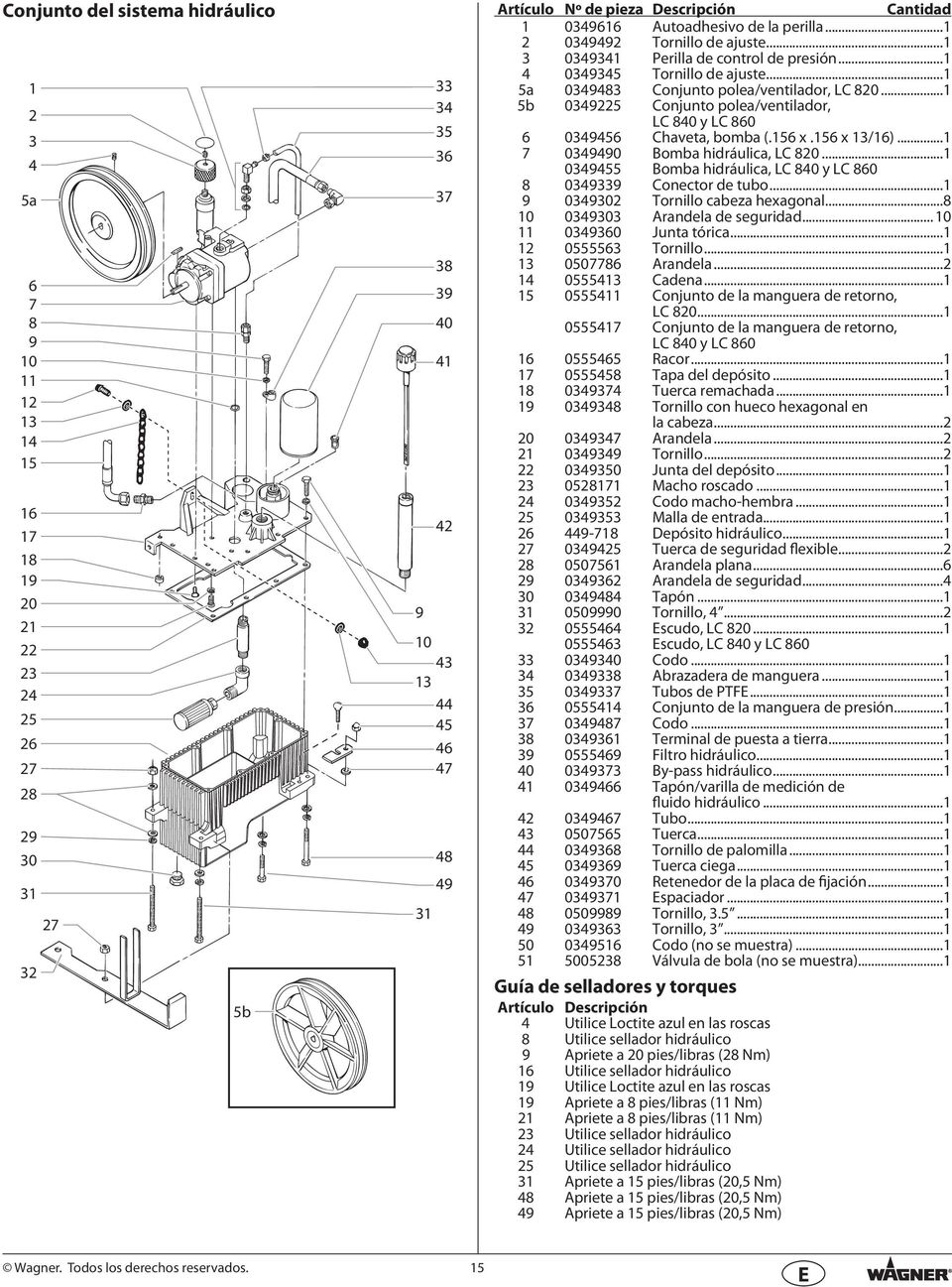 ..1 5b 095 Conjunto polea/ventlador, LC 80 y LC 860 6 0956 Chaveta, bomba (.156 x.156 x 1/16)...1 7 0990 Bomba hdráulca, LC 80...1 0955 Bomba hdráulca, LC 80 y LC 860 8 099 Conector de tubo.