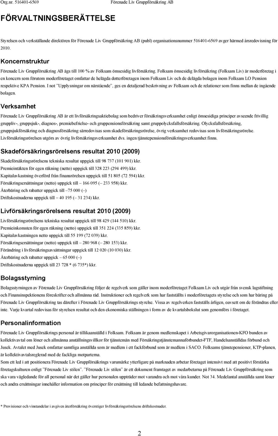 Folksam ömsesidig livförsäkring (Folksam Liv) är moderföretag i en koncern som förutom moderföretaget omfattar de helägda dotterföretagen inom Folksam Liv och de delägda bolagen inom Folksam LO