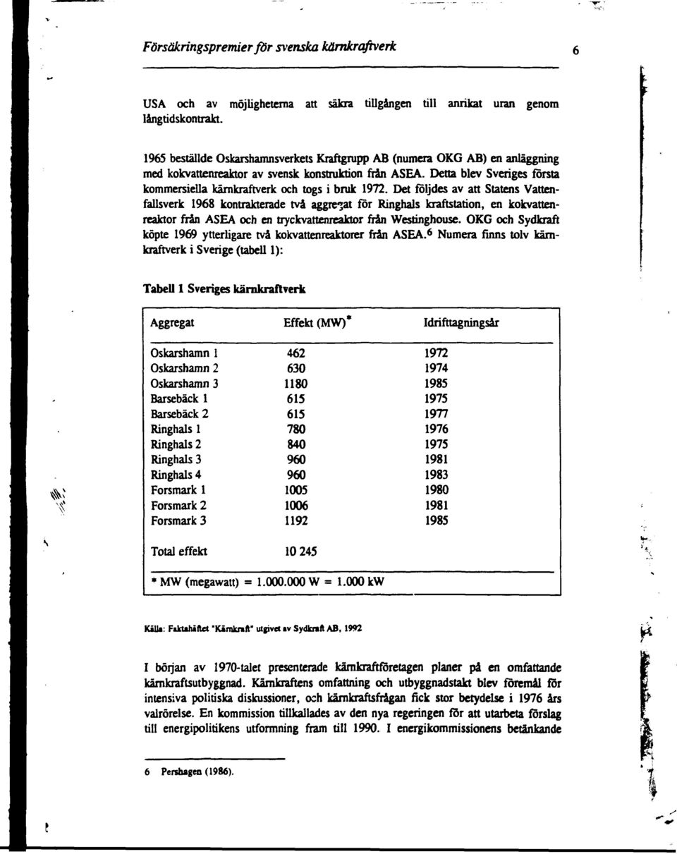 Detta blev Sveriges första kommersiella kärnkraftverk och togs i bruk 1972.