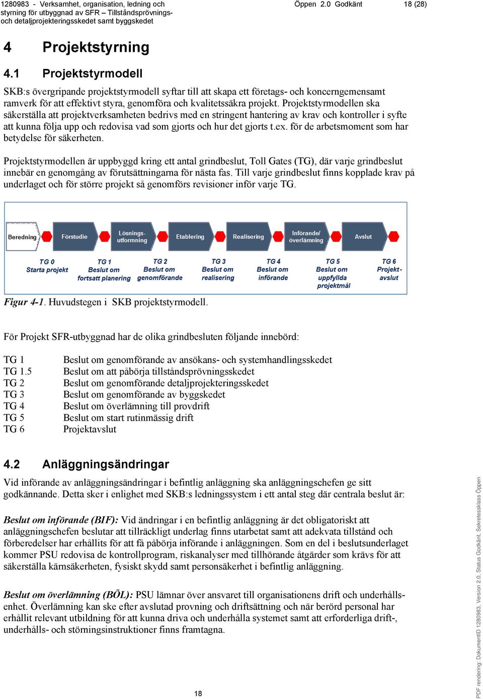 Projektstyrmodellen ska säkerställa att projektverksamheten bedrivs med en stringent hantering av krav och kontroller i syfte att kunna följa upp och redovisa vad som gjorts och hur det gjorts t.ex.