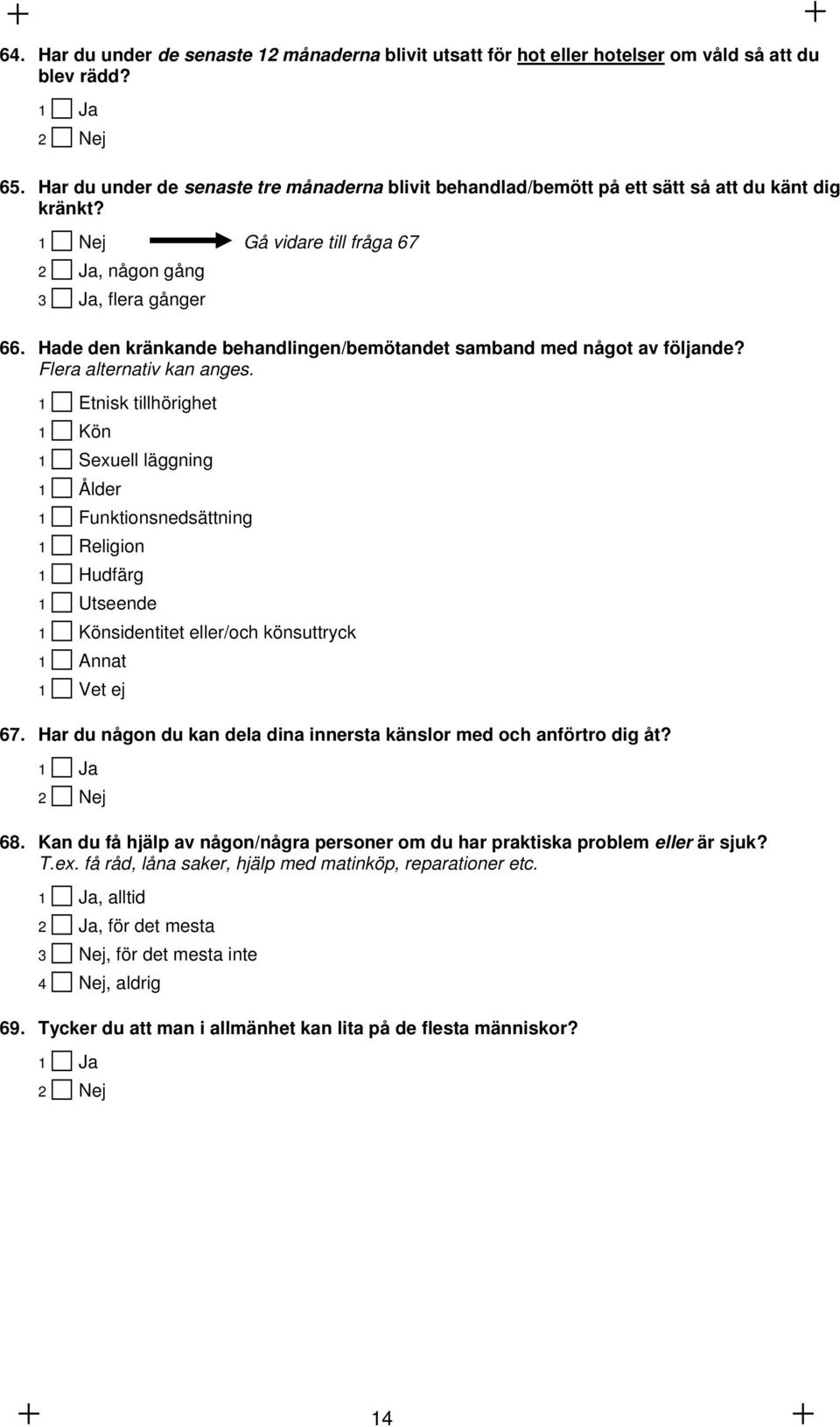 Hade den kränkande behandlingen/bemötandet samband med något av följande? Flera alternativ kan anges.