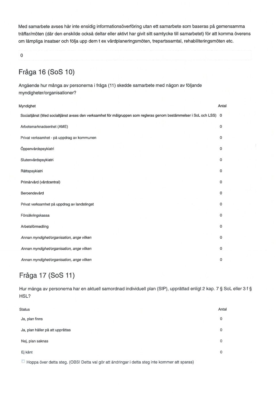 Fråga 16 (SS 1) Angående hur många av personerna i fråga (1 1 ) skedde samarbete med någon av följande myndigheter/organisationer?