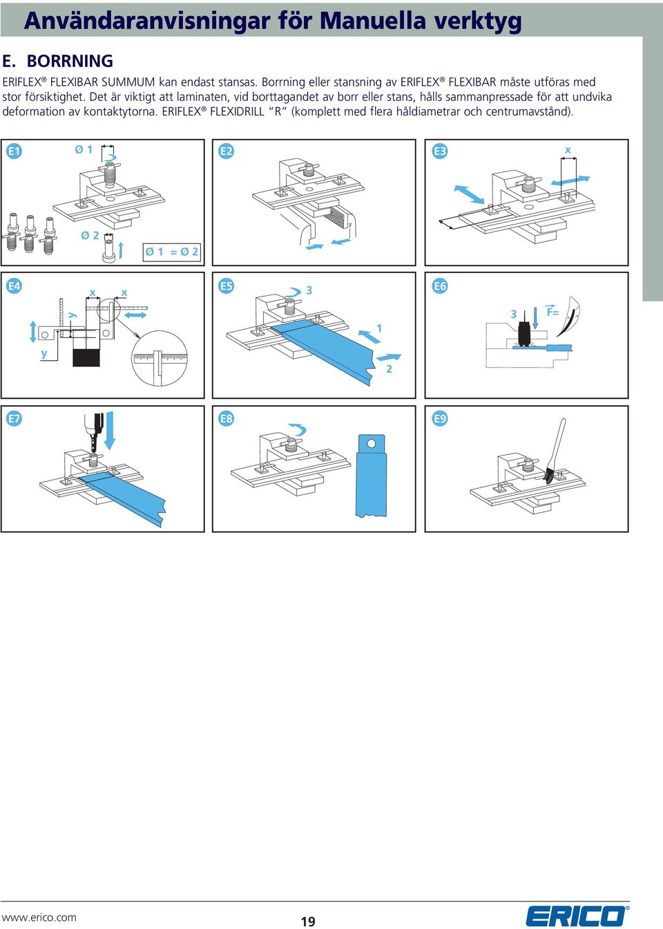 Det är viktigt att laminaten, vid borttagandet av borr eller stans, hålls sammanpressade för att undvika deformation