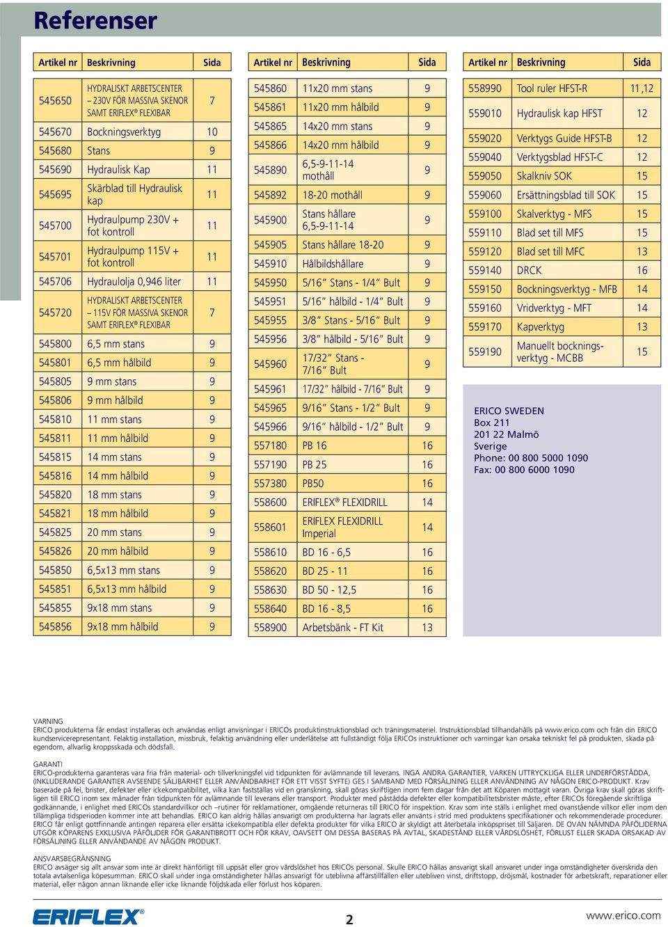 FÖR MASSIVA SKENOR 7 SAMT ERIFLEX FLEXIBAR 545800 6,5 mm stans 9 545801 6,5 mm hålbild 9 545805 9 mm stans 9 545806 9 mm hålbild 9 545810 11 mm stans 9 545811 11 mm hålbild 9 545815 14 mm stans 9
