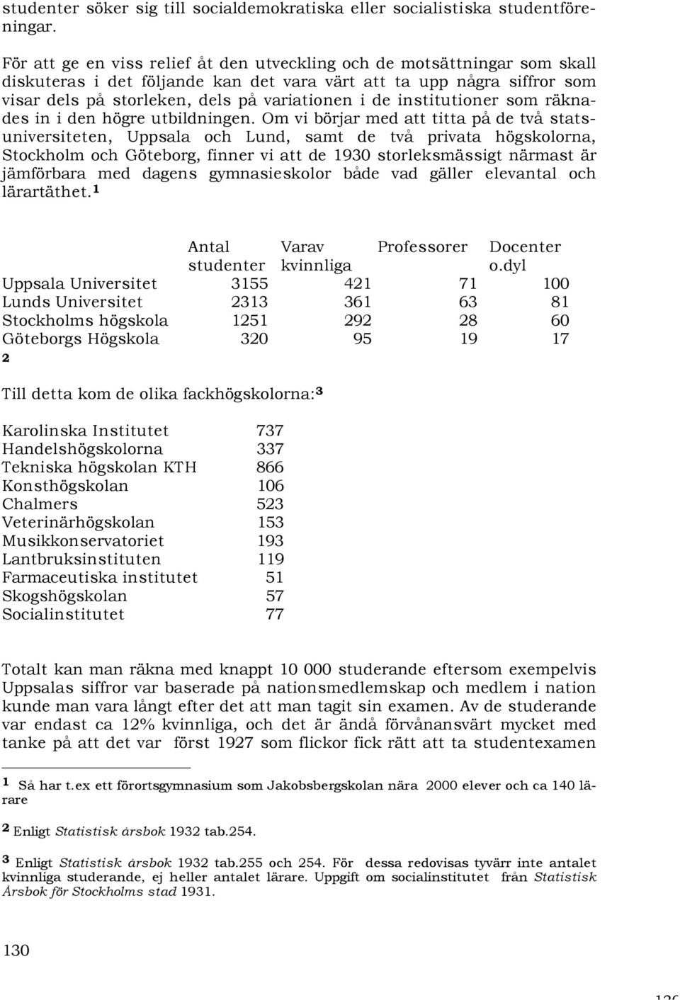 institutioner som räknades in i den högre utbildningen.