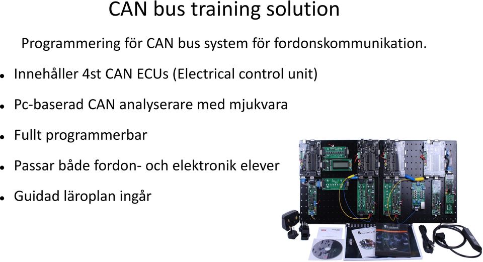 Innehåller 4st CAN ECUs (Electrical control unit) Pc-baserad CAN