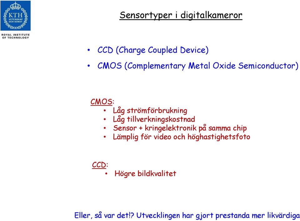 Sensor + kringelektronik på samma chip Lämplig för video och höghastighetsfoto