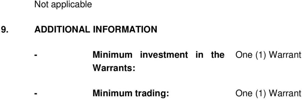investment in the Warrants: One