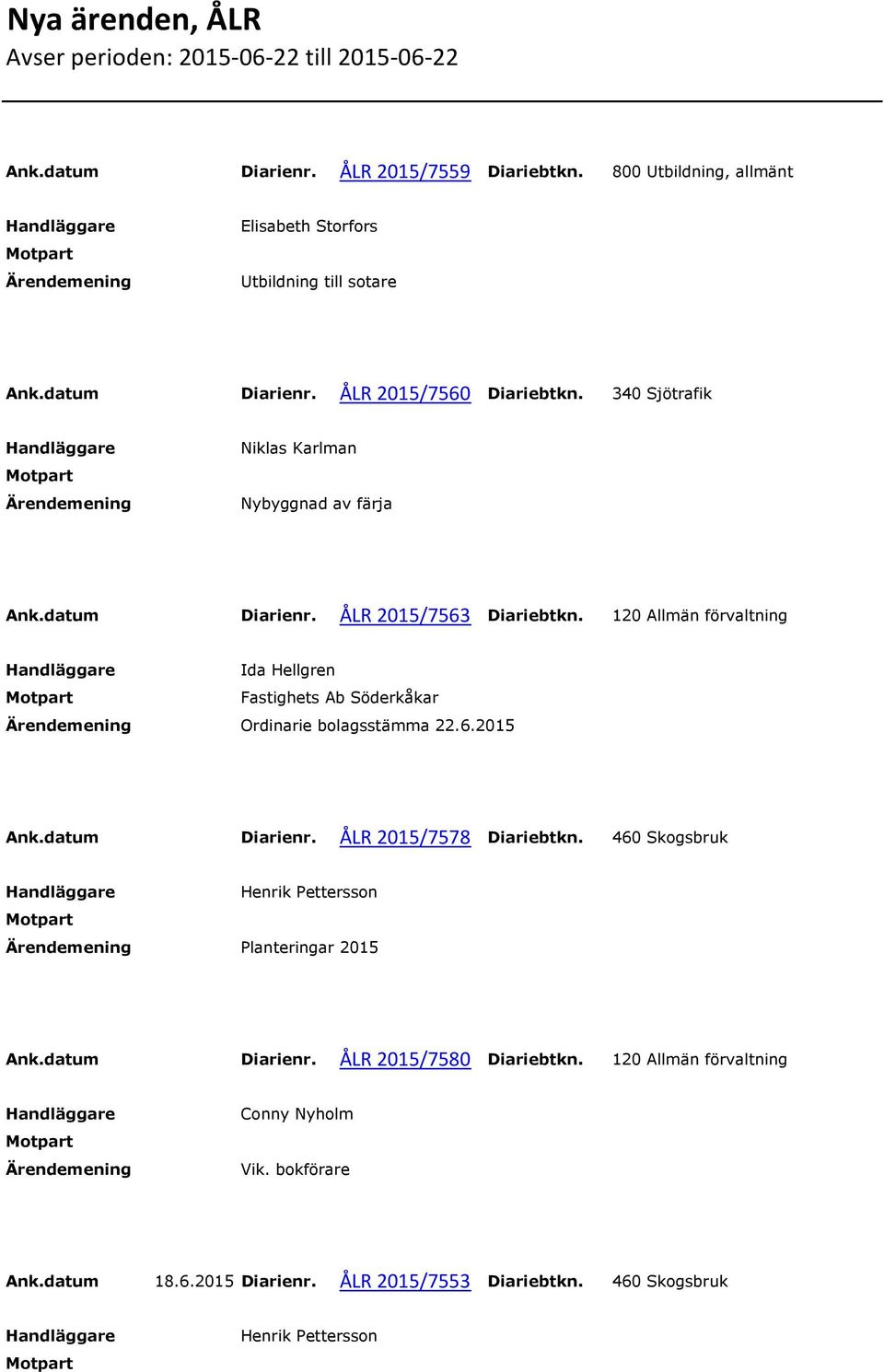 340 Sjötrafik Niklas Karlman Nybyggnad av färja Ank.datum Diarienr. ÅLR 2015/7563 Diariebtkn.