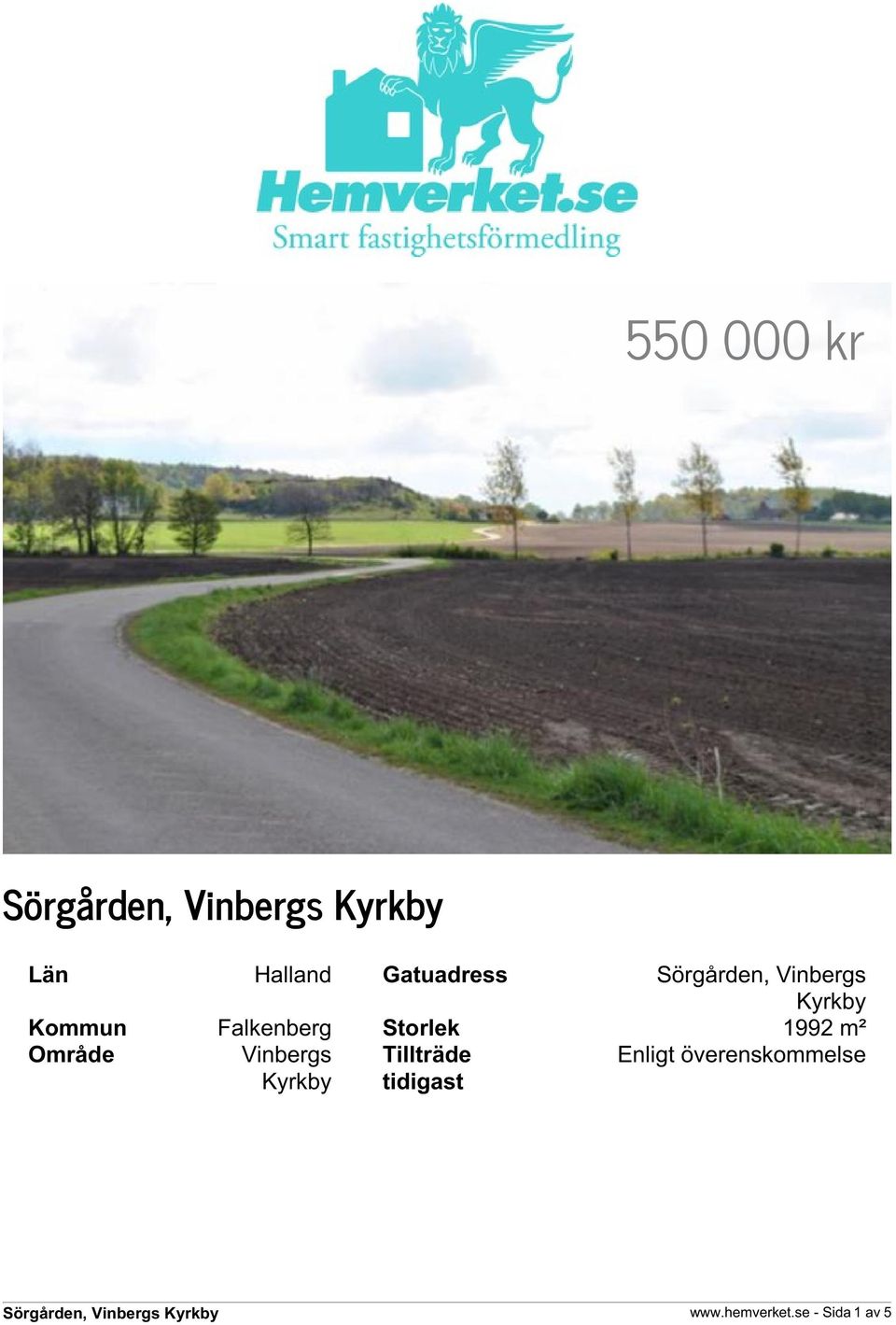 Område Vinbergs Kyrkby Tillträde tidigast