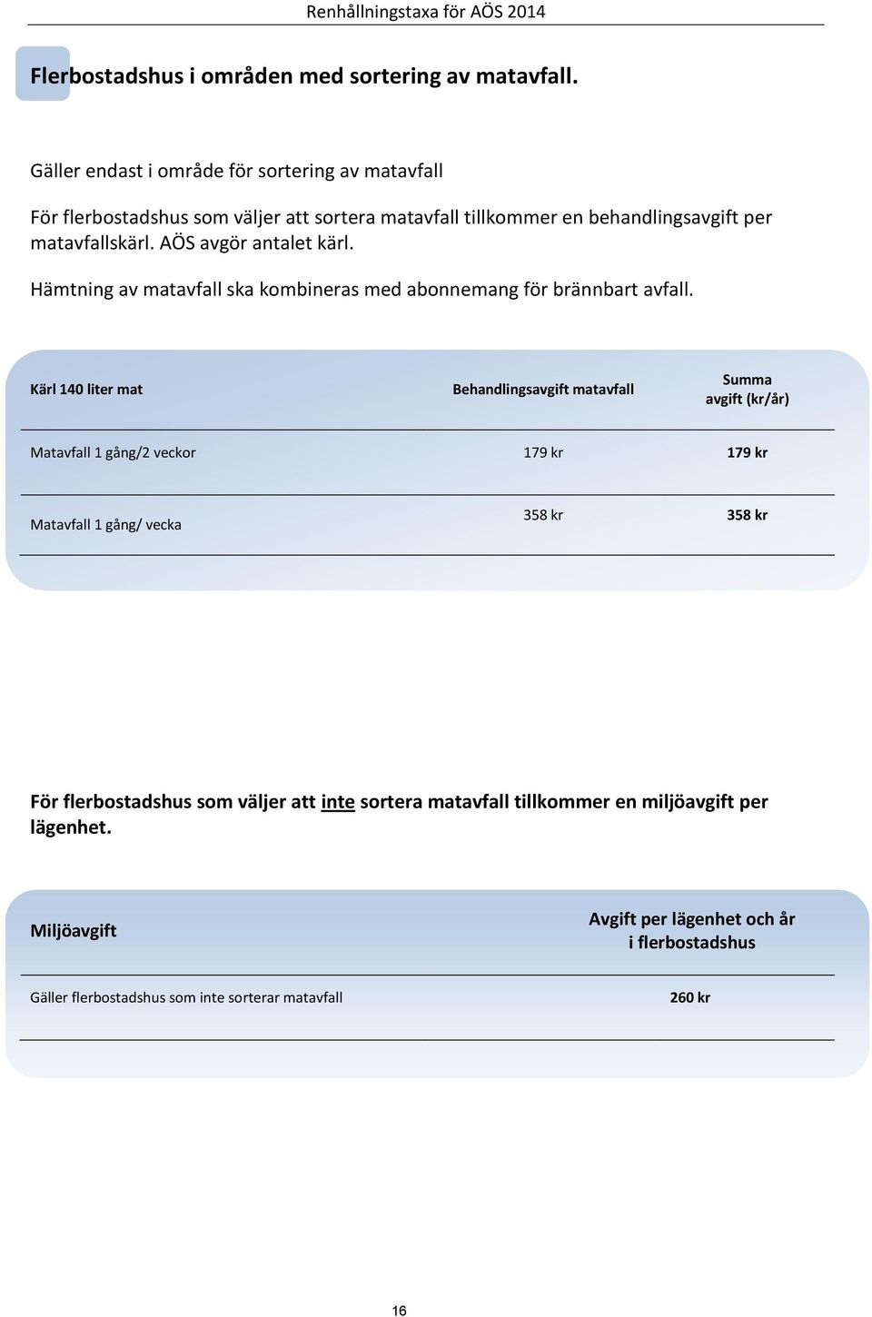 AÖS avgör antalet kärl. Hämtning av matavfall ska kombineras med abonnemang för.