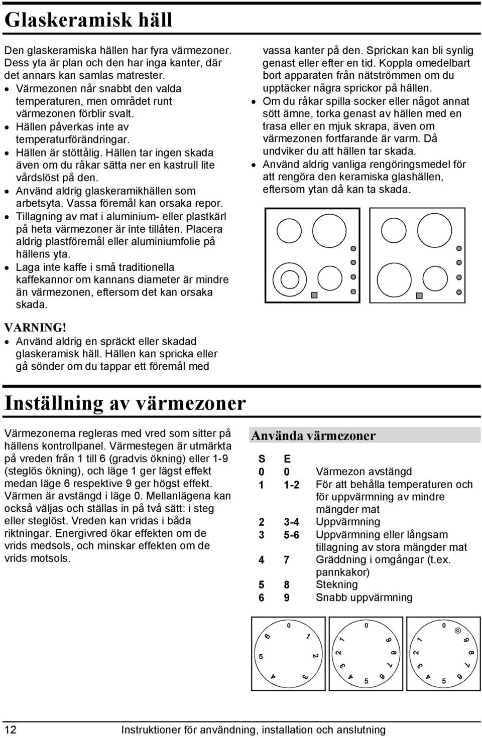 Hällen tar ingen skada även om du råkar sätta ner en kastrull lite vårdslöst på den. Använd aldrig glaskeramikhällen som arbetsyta. Vassa föremål kan orsaka repor.