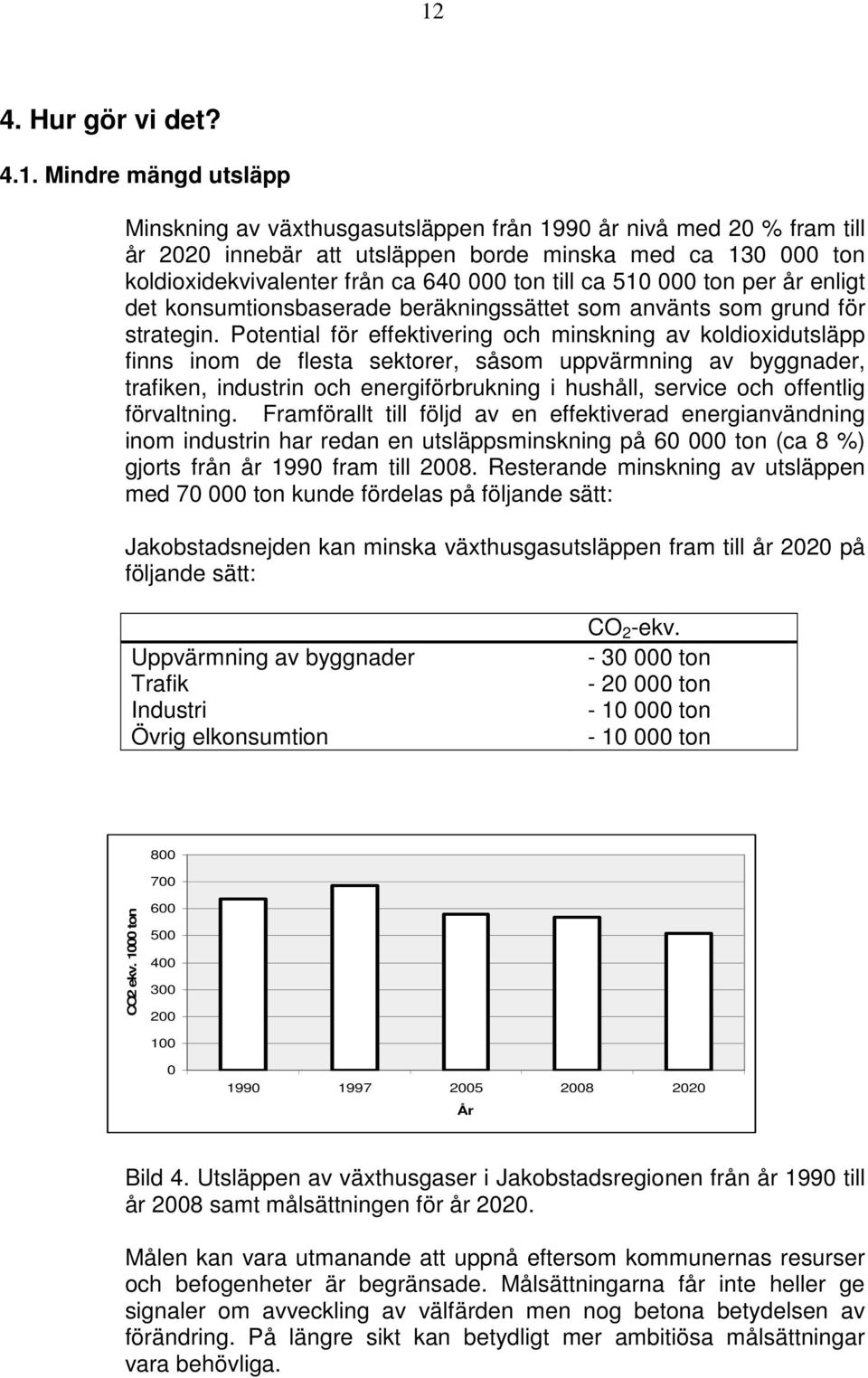 Potential för effektivering och minskning av koldioxidutsläpp finns inom de flesta sektorer, såsom uppvärmning av byggnader, trafiken, industrin och energiförbrukning i hushåll, service och offentlig