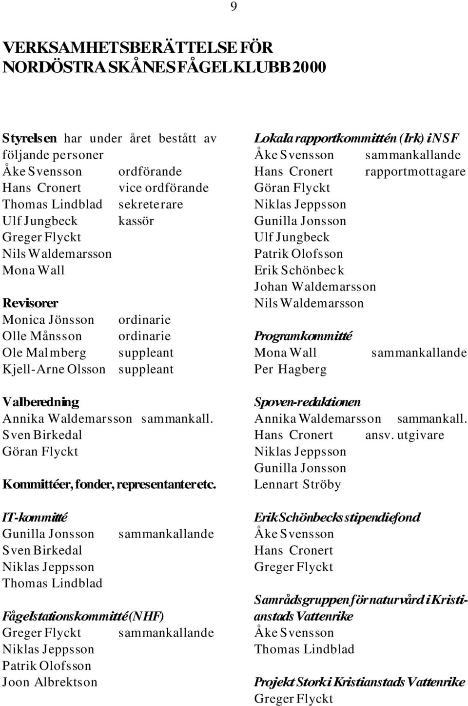 Sven Birkedal Göran Flyckt Kommittéer, fonder, representanter etc.