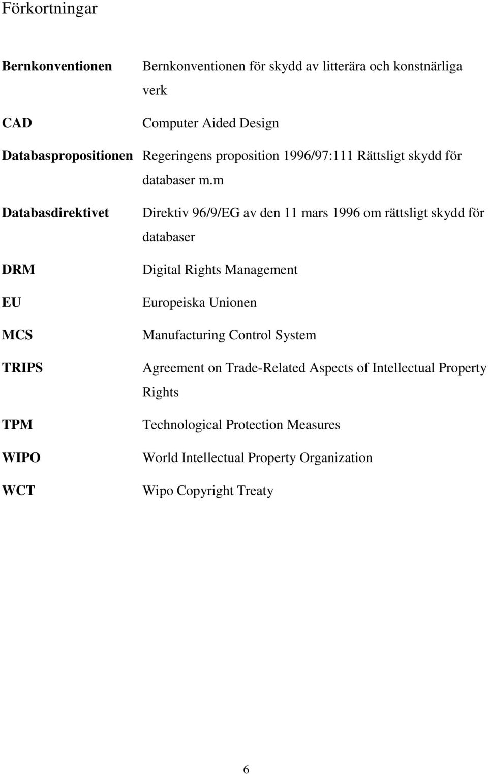m Databasdirektivet DRM EU MCS TRIPS TPM WIPO WCT Direktiv 96/9/EG av den 11 mars 1996 om rättsligt skydd för databaser Digital Rights
