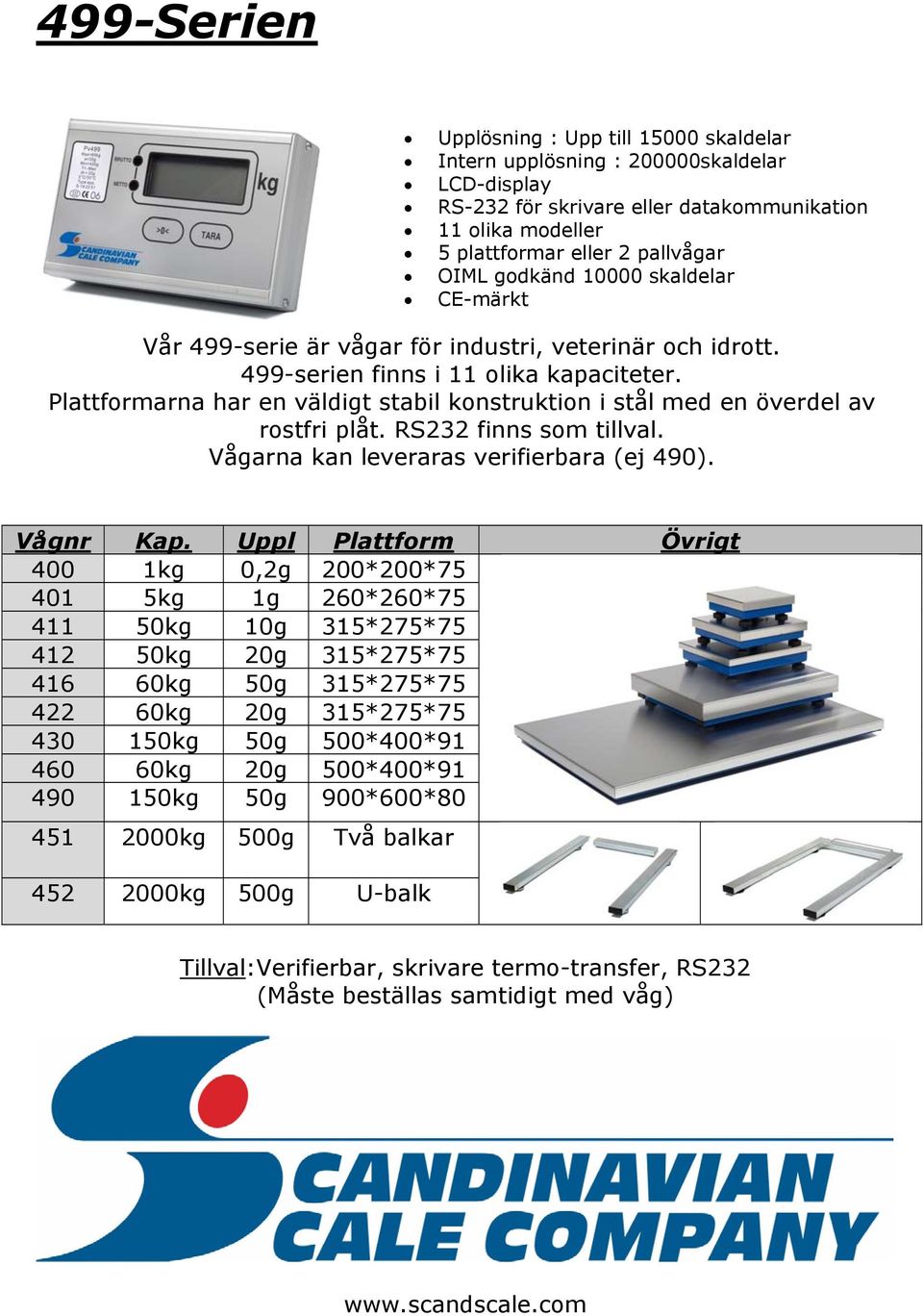 Vågarna kan leveraras verifierbara (ej 490). Vågnr Kap.