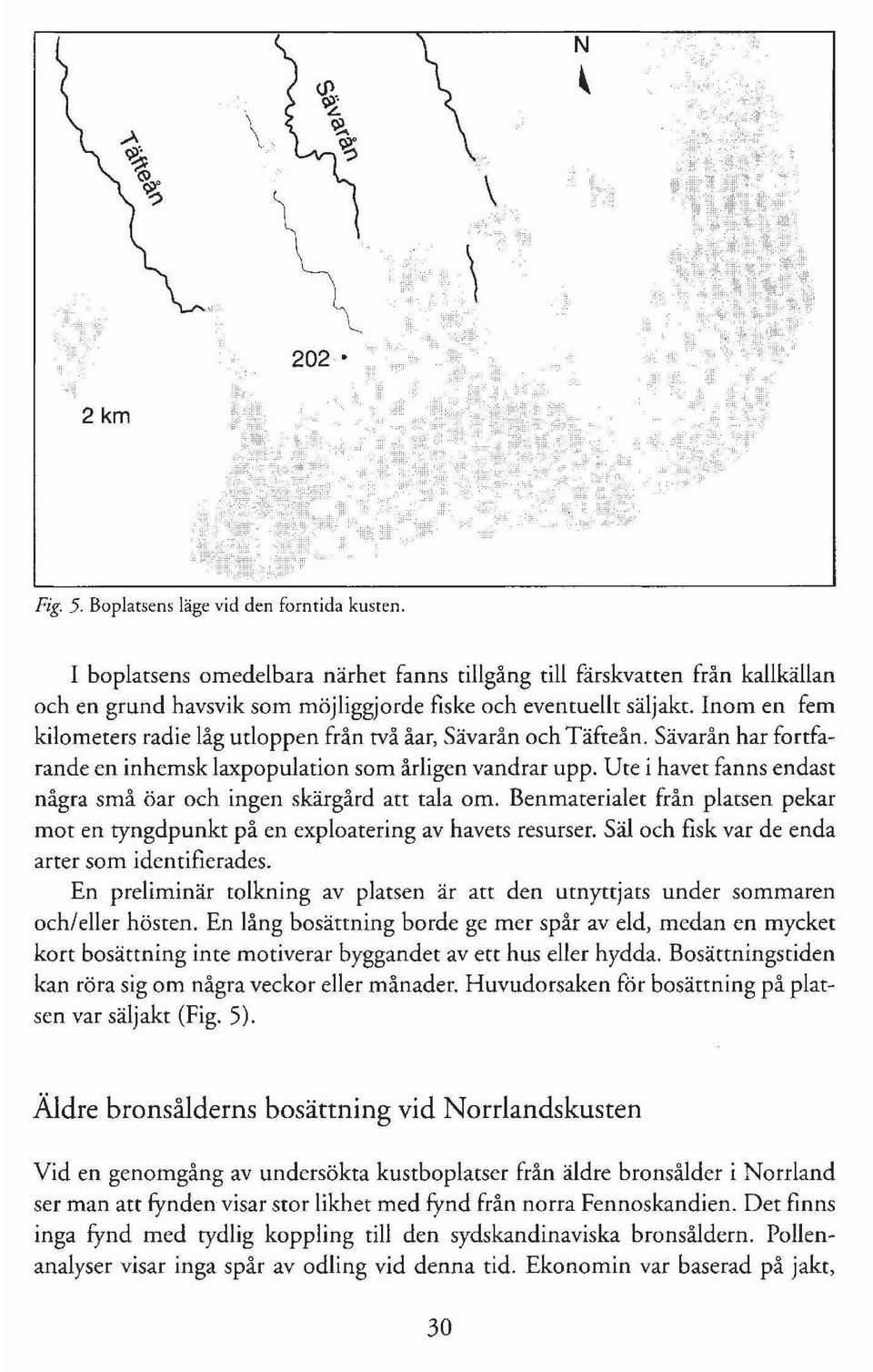 Inom en fem kilometers radie låg utloppen från två åar, Sävarån ochtäfteån. Sävarån harfortfarande en inhemsk laxpopulation som årligen vandrar upp.