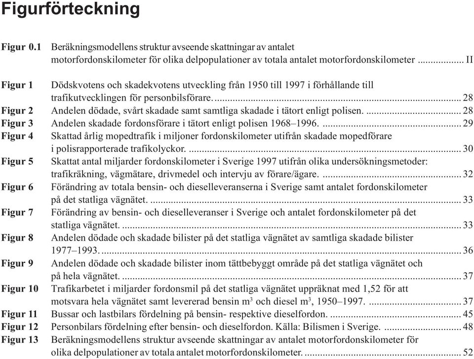 .. 28 Figur 2 Andelen dödade, svårt skadade samt samtliga skadade i tätort enligt polisen.... 28 Figur 3 Andelen skadade fordonsförare i tätort enligt polisen 1968 1996.