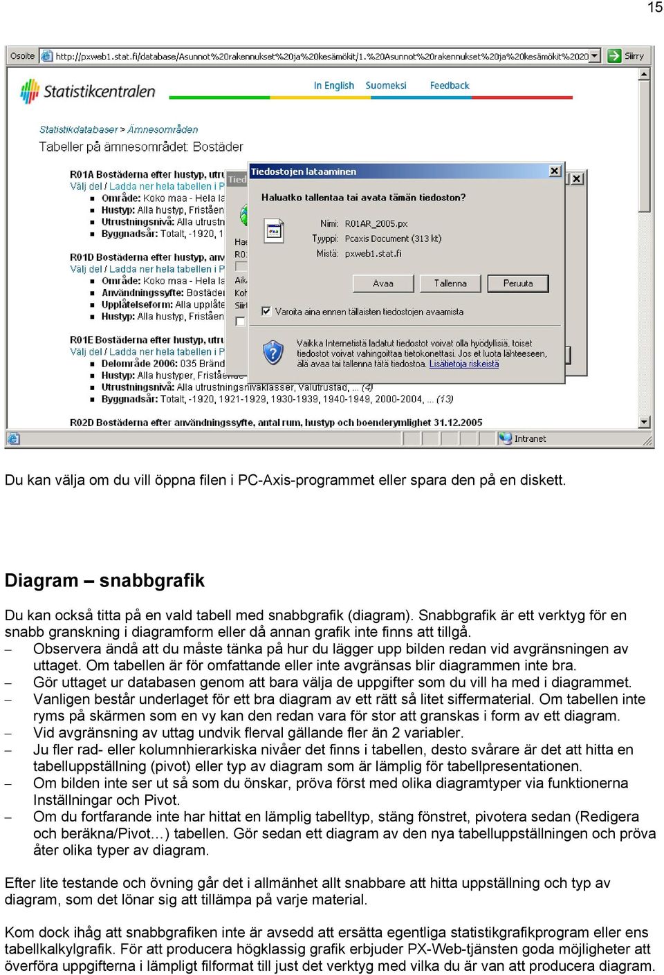 Observera ändå att du måste tänka på hur du lägger upp bilden redan vid avgränsningen av uttaget. Om tabellen är för omfattande eller inte avgränsas blir diagrammen inte bra.