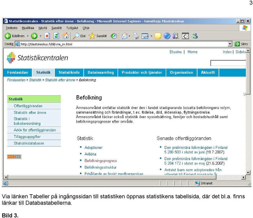 statistikens tabellsida, där det bl.