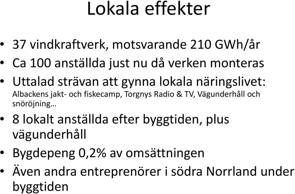 Torgnys Radio & TV, Vägunderhåll och snöröjning 8 lokalt anställda efter byggtiden, plus