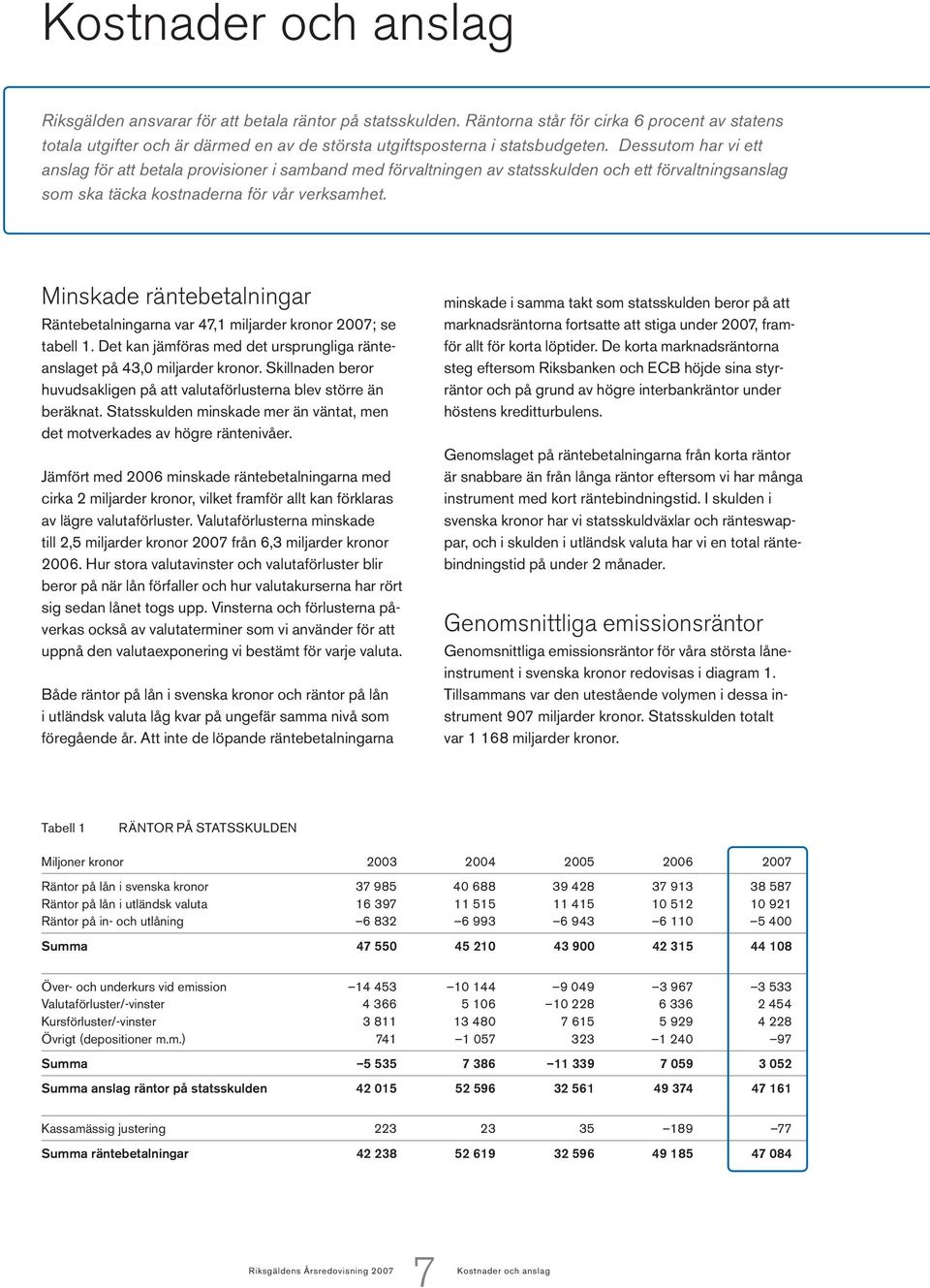 Dessutom har vi ett anslag för att betala provisioner i samband med förvaltningen av statsskulden och ett förvaltningsanslag som ska täcka kostnaderna för vår verksamhet.