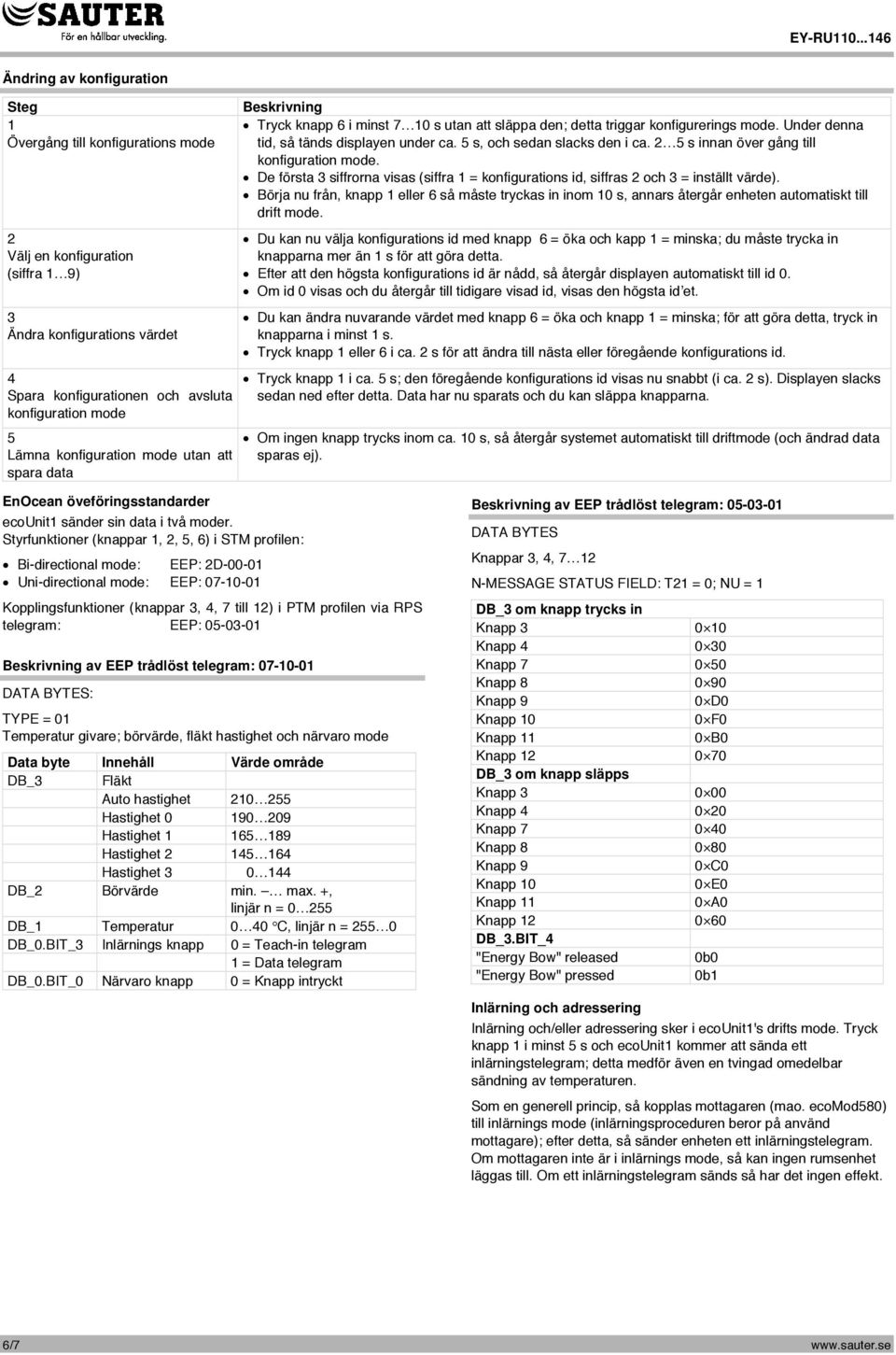 5 s, och sedan slacks den i ca. 2 5 s innan över gång till konfiguration mode. De första 3 siffrorna visas (siffra 1 = konfigurations id, siffras 2 och 3 = inställt värde).