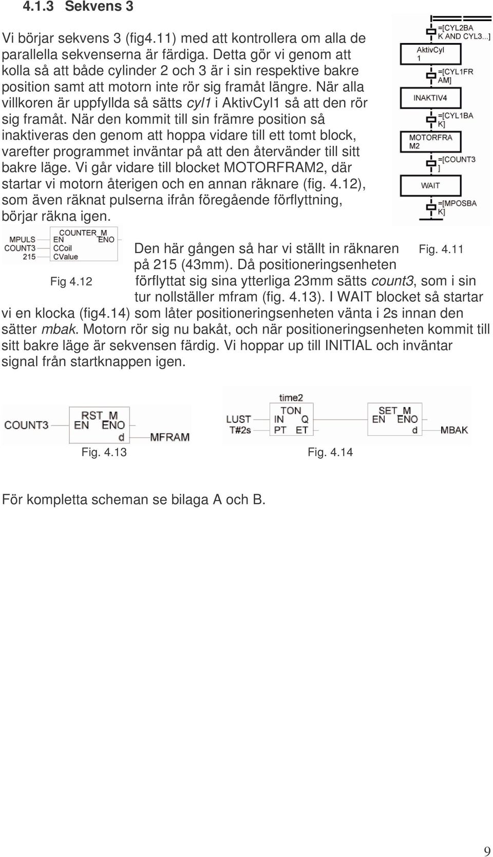 När alla villkoren är uppfyllda så sätts cyl1 i AktivCyl1 så att den rör sig framåt.