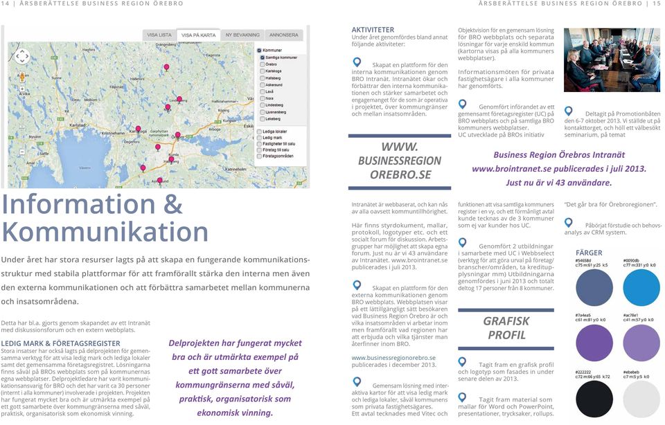 BUSINESSREGION OREBRO.SE Objektvision för en gemensam lösning för BRO webbplats och separata lösningar för varje enskild kommun (kartorna visas på alla kommuners webbplatser).