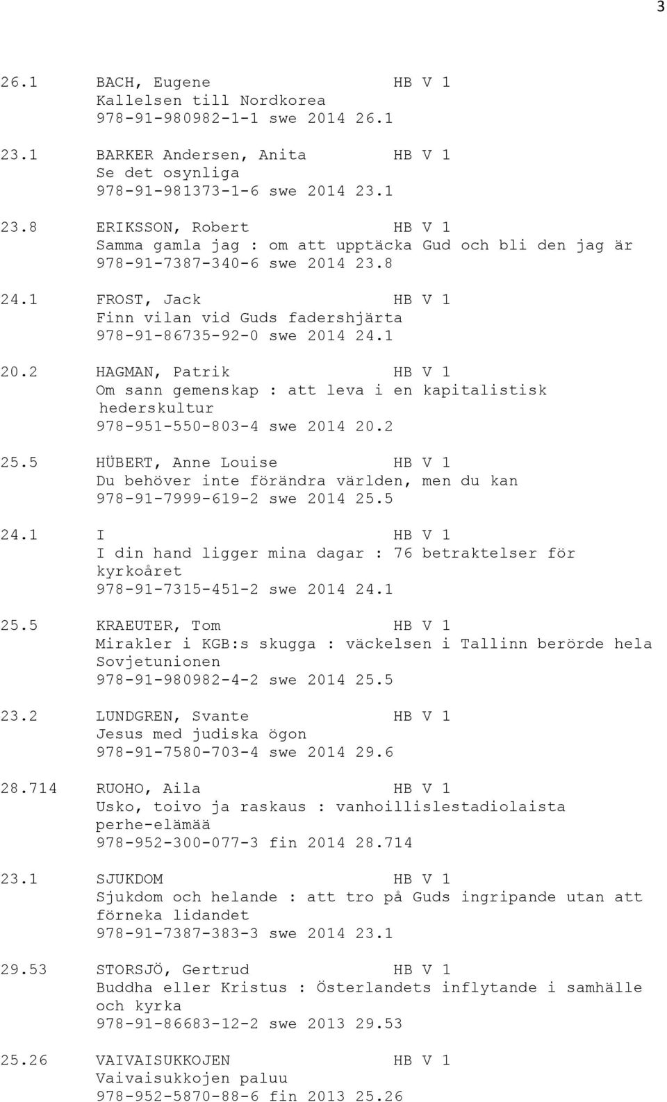 2 HAGMAN, Patrik HB V 1 Om sann gemenskap : att leva i en kapitalistisk hederskultur 978-951-550-803-4 swe 2014 20.2 25.