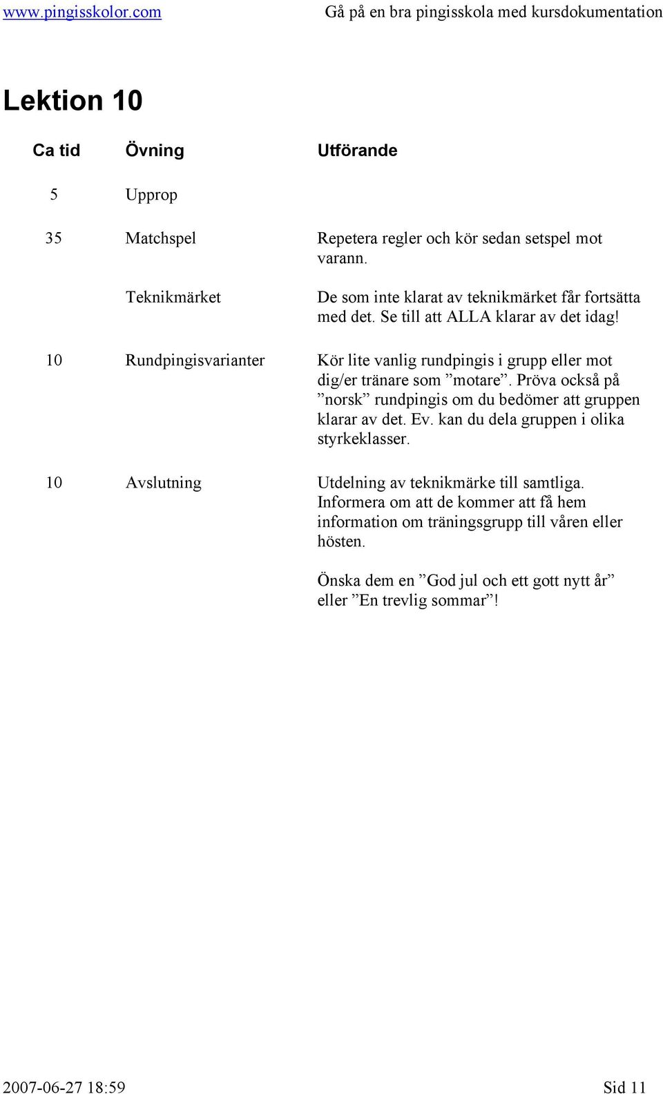 Pröva också på norsk rundpingis om du bedömer att gruppen klarar av det. Ev. kan du dela gruppen i olika styrkeklasser.