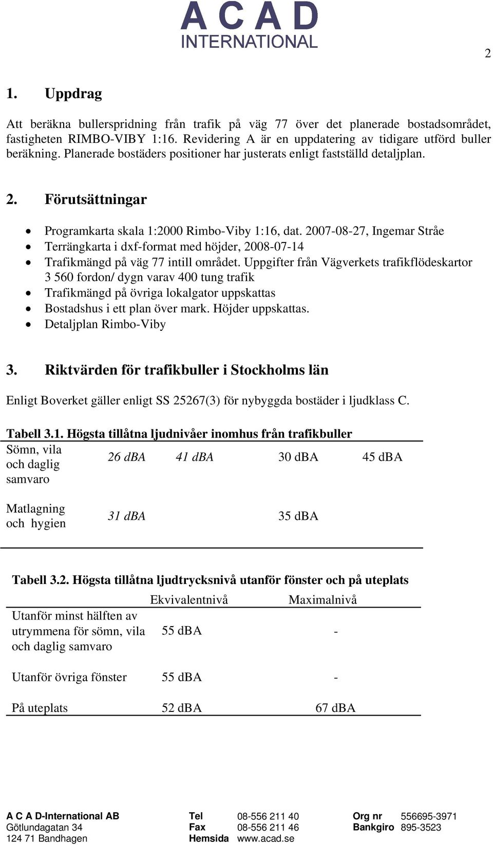 2007-08-27, Ingemar Stråe Terrängkarta i dxf-format med höjder, 2008-07-14 Trafikmängd på väg 77 intill området.