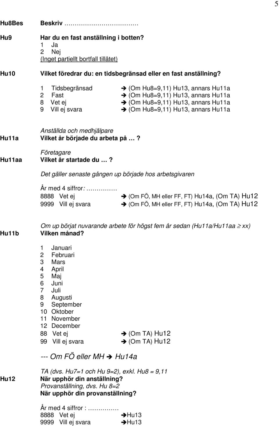 medhjälpare Hu11a Vilket år började du arbeta på? Företagare Hu11aa Vilket år startade du?