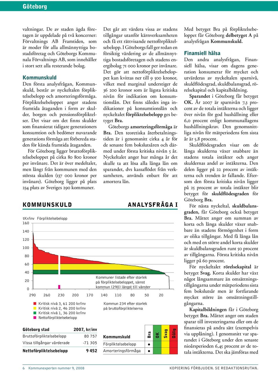stort sett alla resterande bolag. Kommunskuld Den första analysfrågan, Kommunskuld, består av nyckeltalen förpliktelsebelopp och amorteringsförmåga.