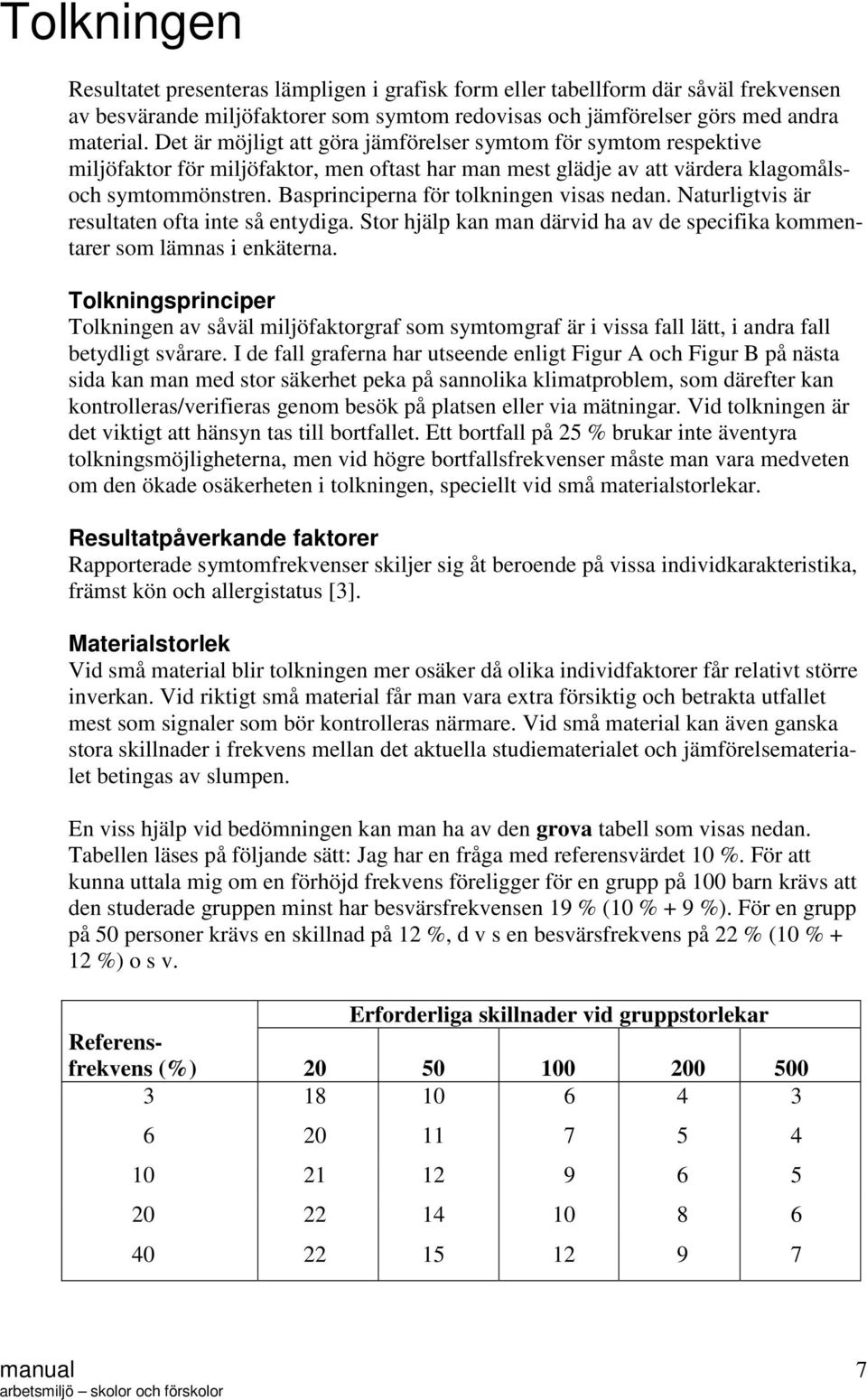 Basprinciperna för tolkningen visas nedan. Naturligtvis är resultaten ofta inte så entydiga. Stor hjälp kan man därvid ha av de specifika kommentarer som lämnas i enkäterna.