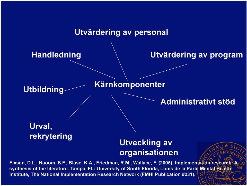 , Wallace, F. (2005). Implementation research: A synthesis of the literature.