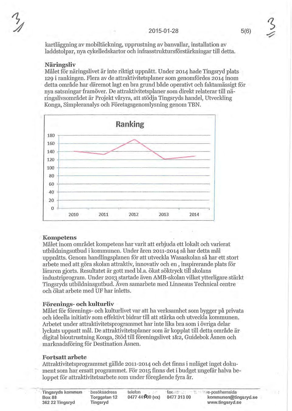 Flera av de attraktivitetsplaner som genomfördes 2014 inom detta område har däremot lagt en bra grund både operativt och faktamässigt för nya satsningar framöver.