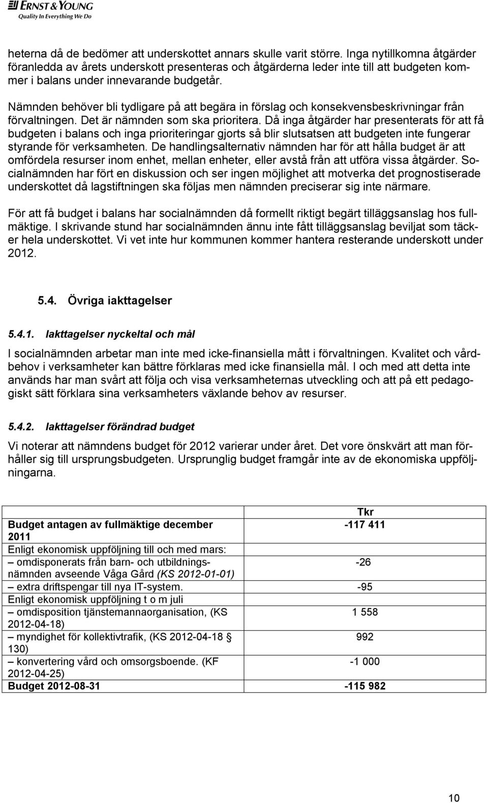 Nämnden behöver bli tydligare på att begära in förslag och konsekvensbeskrivningar från förvaltningen. Det är nämnden som ska prioritera.