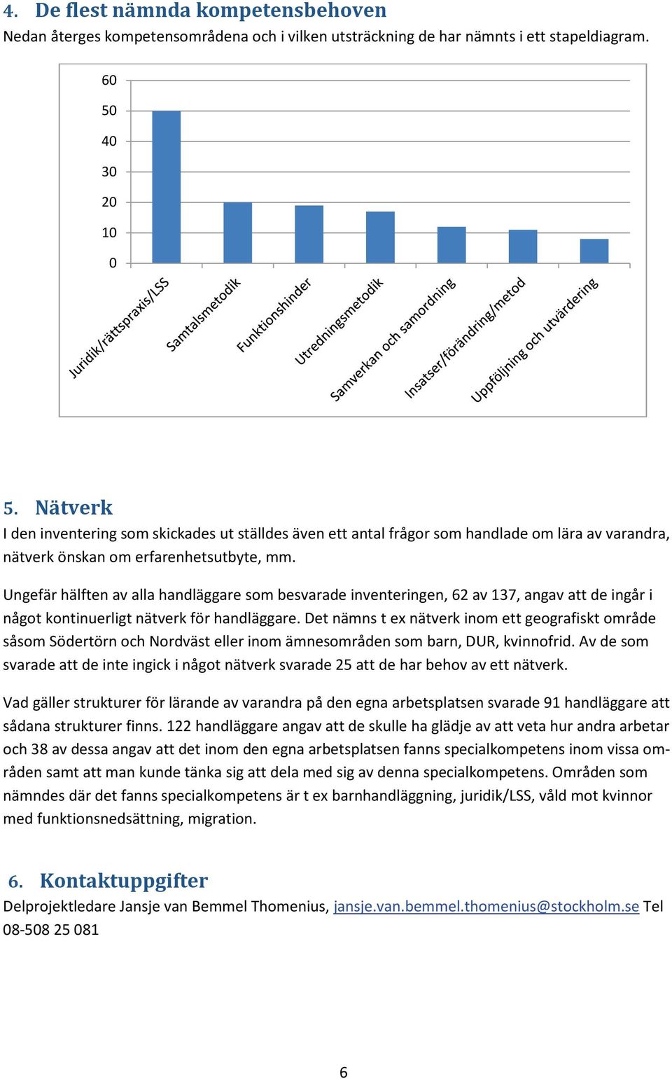 Ungefär hälften av alla handläggare som besvarade inventeringen, 62 av 137, angav att de ingår i något kontinuerligt nätverk för handläggare.