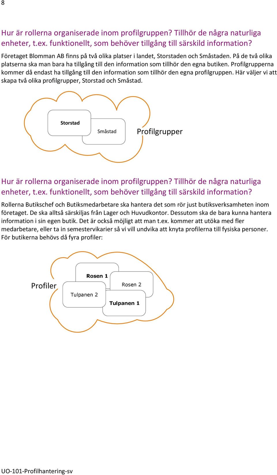 Profilgrupperna kommer då endast ha tillgång till den information som tillhör den egna profilgruppen. Här väljer vi att skapa två olika profilgrupper, Storstad och Småstad.