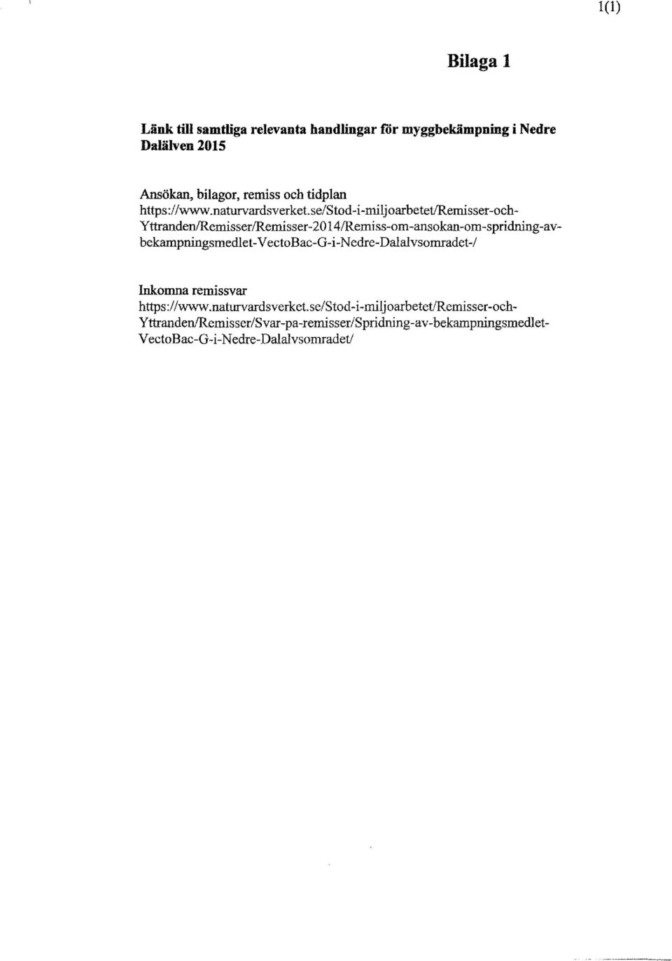 Remisser/Remisser-2014/Remiss-om-ansokan-om-spridning-avbekampningsmedlet-V ectobac-g-i-nedre-dalalvsomradet -/ Inkomna