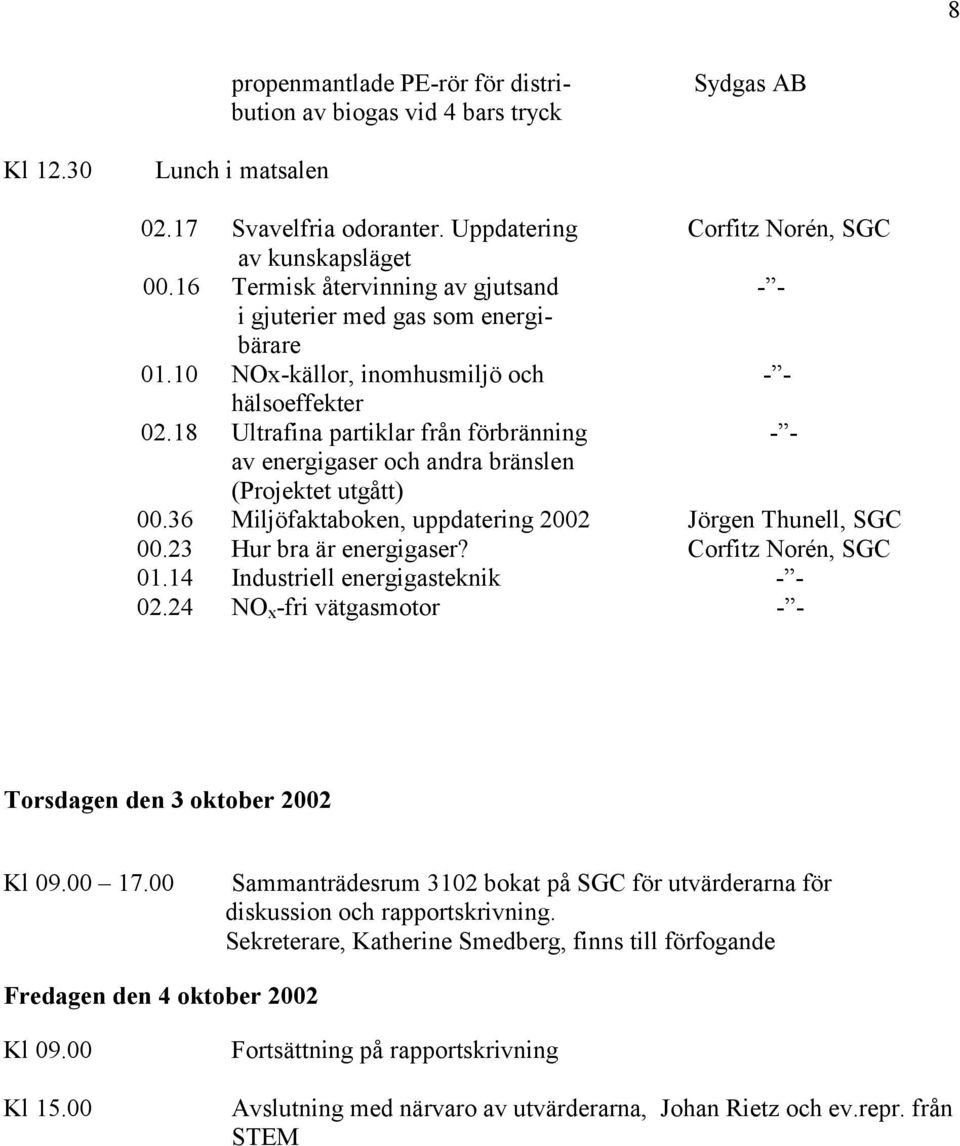 18 Ultrafina partiklar från förbränning - - av energigaser och andra bränslen (Projektet utgått) 00.36 Miljöfaktaboken, uppdatering 2002 Jörgen Thunell, SGC 00.23 Hur bra är energigaser?