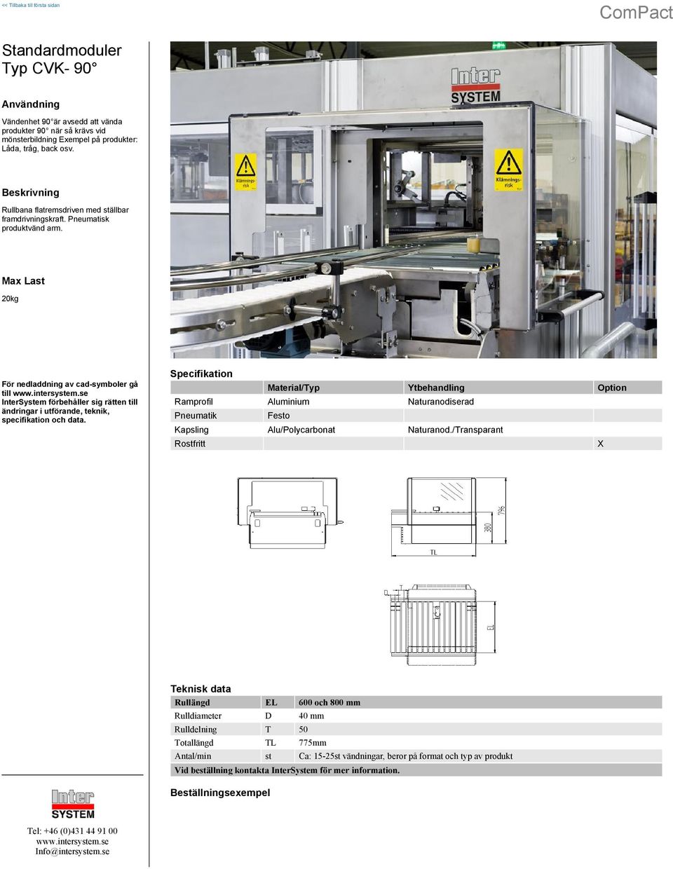 Max Last 20kg till Ramprofil Aluminium Naturanodiserad Pneumatik Festo Kapsling Alu/Polycarbonat Naturanod.