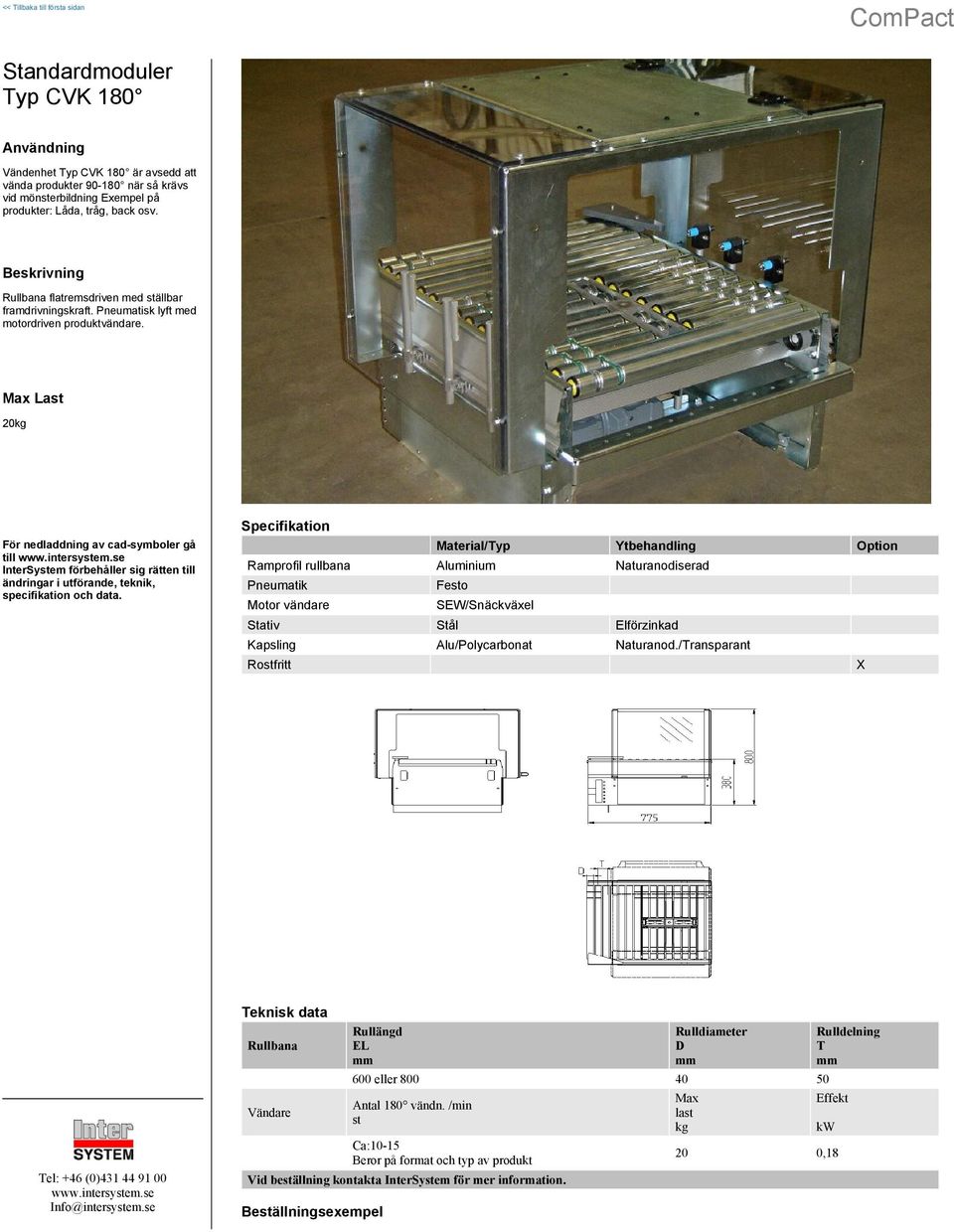 Max Last 20kg till Ramprofil rullbana Aluminium Naturanodiserad Pneumatik Festo Motor vändare SEW/Snäckväxel Stativ Stål Elförzinkad Kapsling