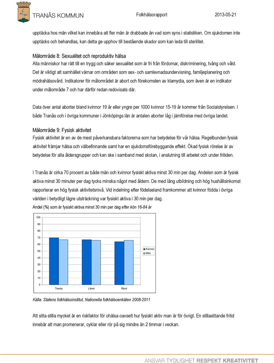 Målområde 8: Sexualitet och reproduktiv hälsa Alla människor har rätt till en trygg och säker sexualitet som är fri från fördomar, diskriminering, tvång och våld.