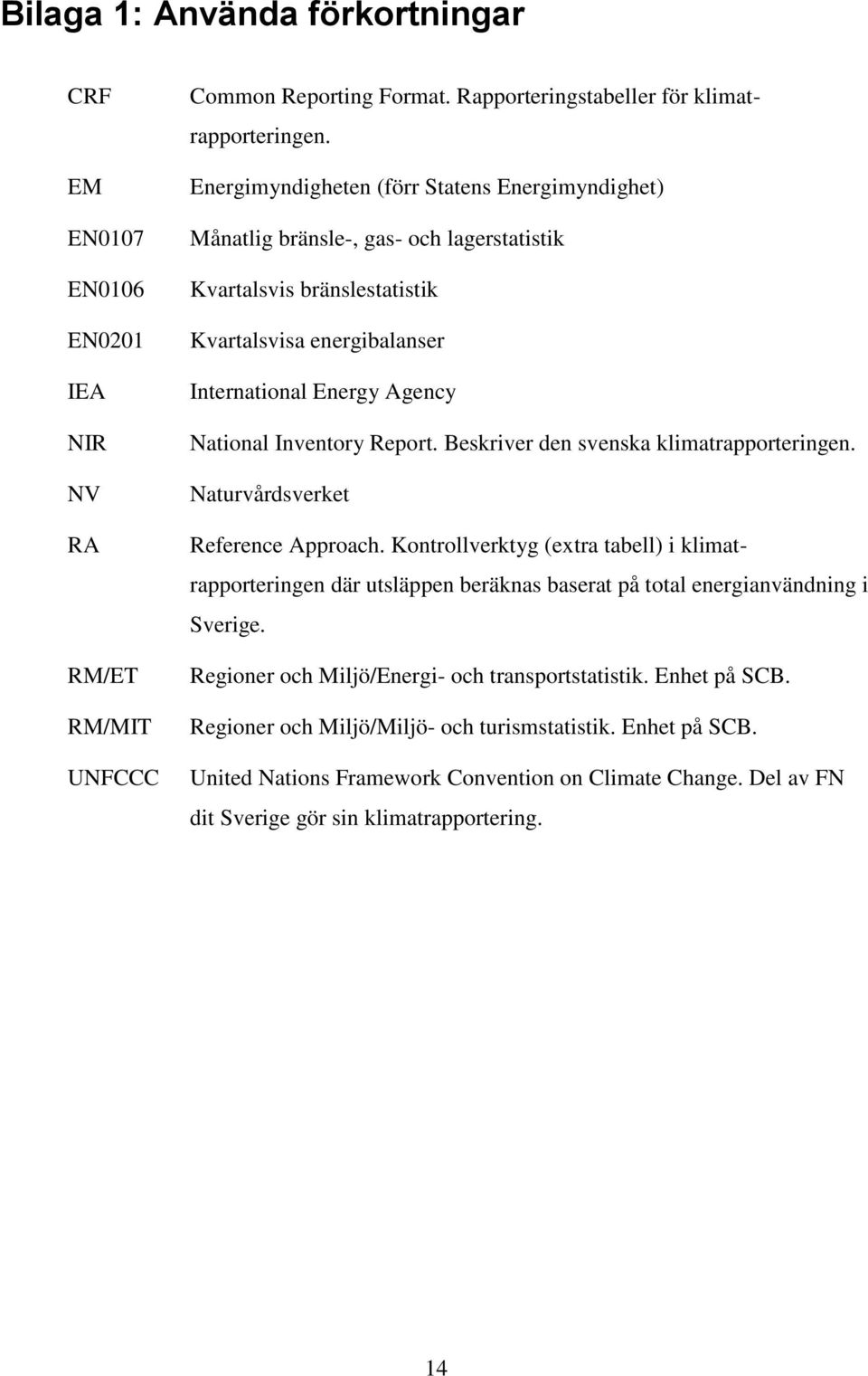 Report. Beskriver den svenska klimatrapporteringen. Naturvårdsverket Reference Approach.