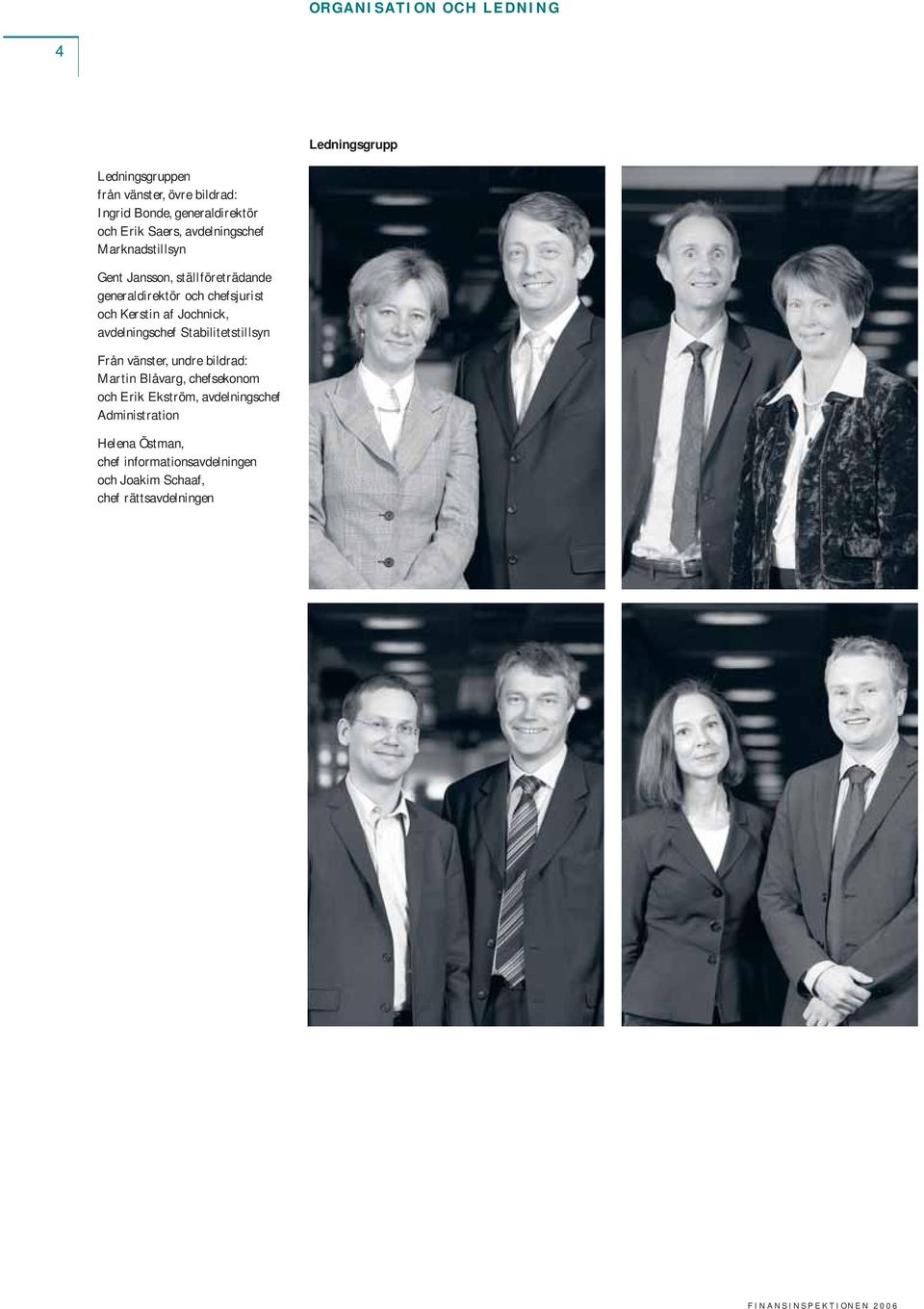 af Jochnick, avdelningschef Stabilitetstillsyn Från vänster, undre bildrad: Martin Blåvarg, chefsekonom och Erik