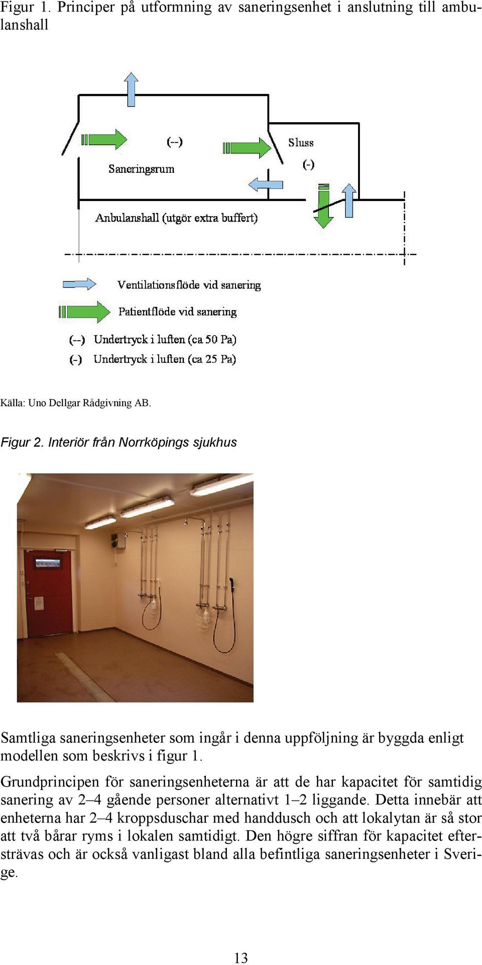 Grundprincipen för saneringsenheterna är att de har kapacitet för samtidig sanering av 2 4 gående personer alternativt 1 2 liggande.