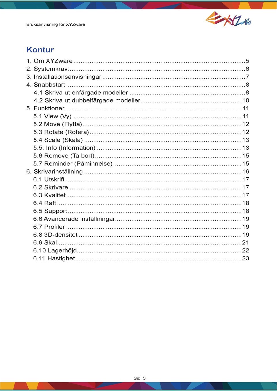 ..15 5.7 Reminder (Påminnelse)...15 6. Skrivarinställning...16 6.1 Utskrift...17 6.2 Skrivare...17 6.3 Kvalitet...17 6.4 Raft...18 6.